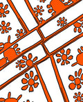 Bold Orange Floral Grid Rug