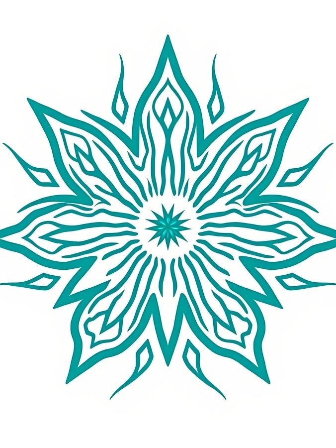 Teal Abstract Starburst Mandala Rug