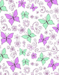 Soft Purple Green Butterfly Meadow Rug