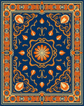 Navajo Blue Orange Floral Medallion Rug