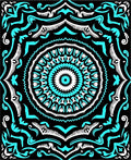 Turquoise White Black Mandala Bloom Rug