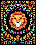 Bold Lion With Colorful Floral Border Rug