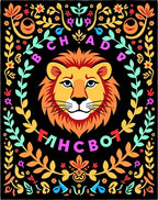 Bold Lion With Colorful Floral Border Rug