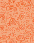 Abstract Orange Swirls Contour Rug