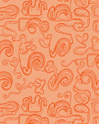 Abstract Orange Swirls Contour Rug