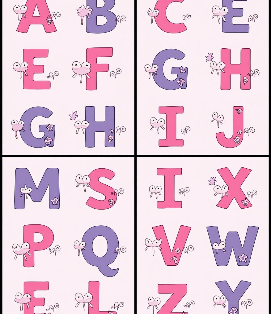Alphabet Kids Fun Pink Purple Elements Rug