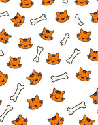 Playful Orange Cat Bone Collection Rug