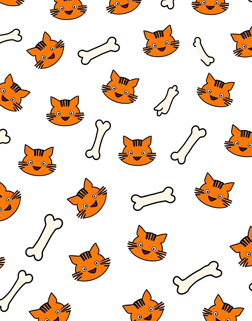 Playful Orange Cat Bone Collection Rug