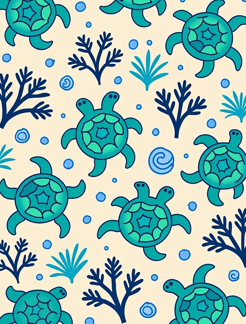 Ocean Sea Turtle Coral Teal Rug