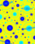 Yellow Cosmic Starburst Spaceship Rings Rug