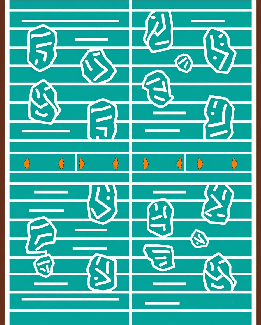Teal White Rock Lines Rug