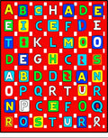 Alphabet Squares Red Rug
