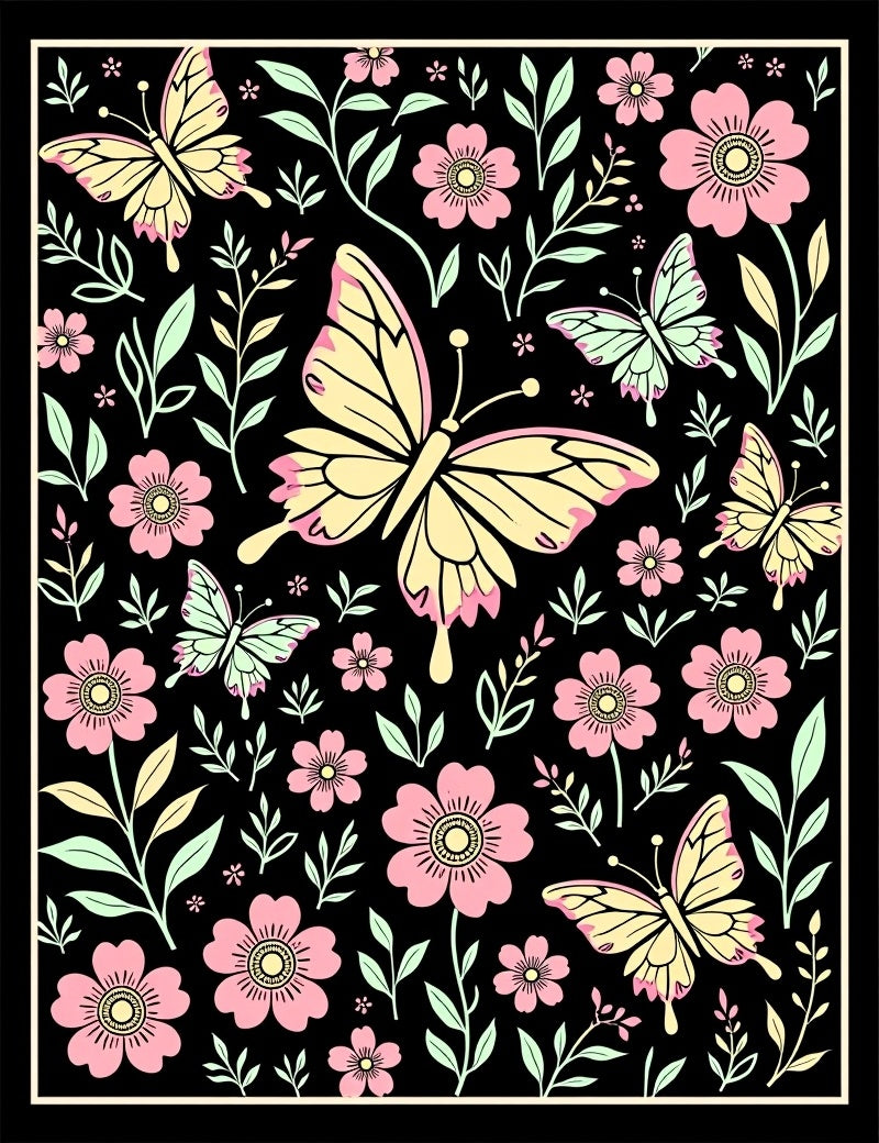 Whimsical Pastel Butterfly Garden Rug