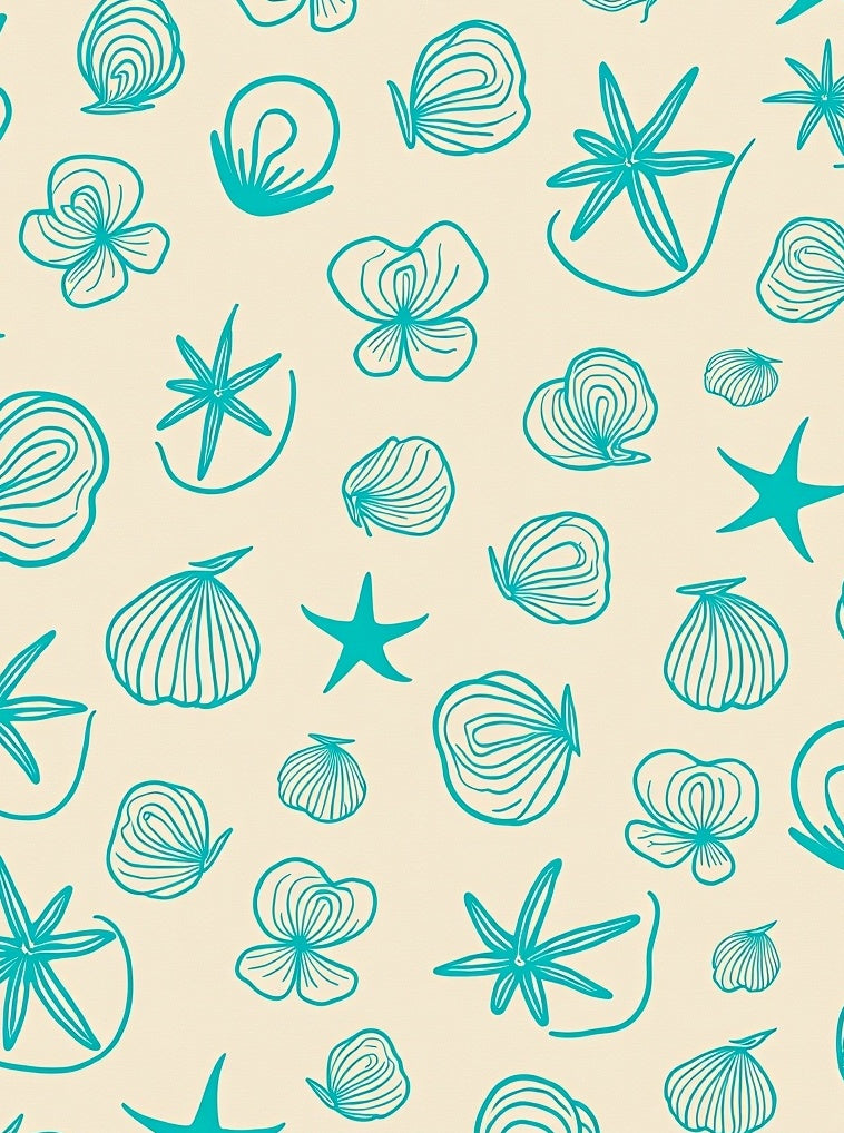 Teal Seashell Starfish All Over Rug