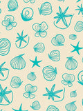 Teal Seashell Starfish All Over Rug