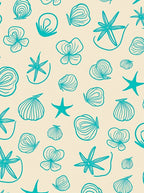 Teal Seashell Starfish All Over Rug