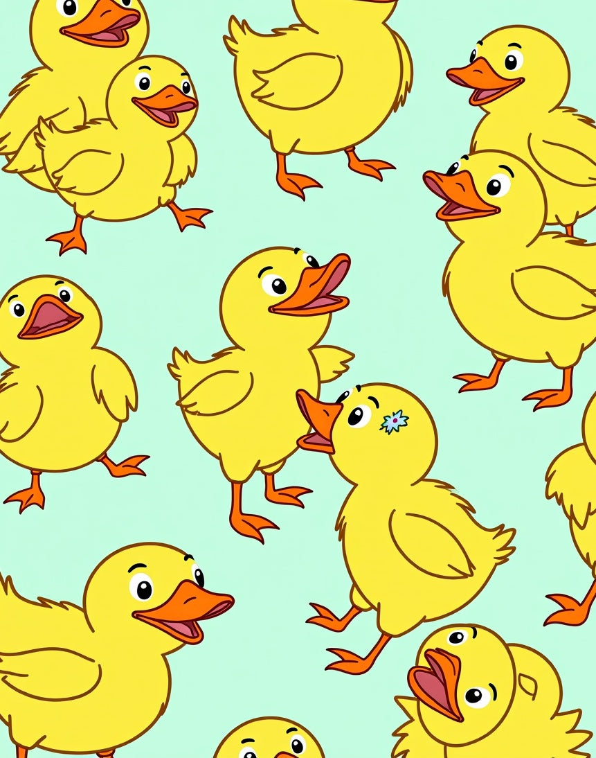 Playful Yellow Ducklings All Over Rug