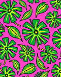 Vibrant Pink Green Tropical Fantasy Rug