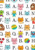Playful Alphabet Cats Colorful Cartoon Rundown Rug