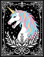 Pastel Unicorn with Floral Frame Rug