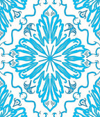 Bright Cyan Floral Medallion Rug