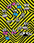 Whimsical Creatures Black Yellow Chevron Rug