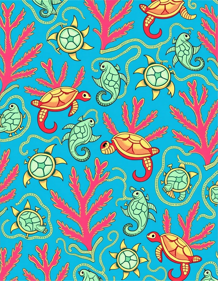 Ocean Turtle Coral Sea Creature Collection Rug