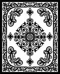 Black White Traditional Medallion Scroll Rug