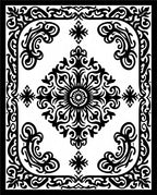 Black White Traditional Medallion Scroll Rug