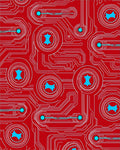 Red Circuit Board Starburst Rug