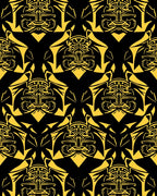 Bold Yellow Tribal Mask Repeat Rug