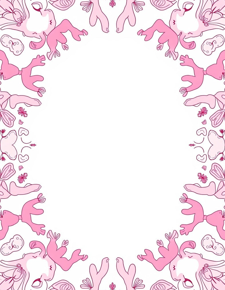 Pink Abstract Organic Bloom Frame Rug