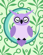Purple Owl Crescent Moon Garden Rug
