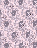Whimsical Pink Gray Abstract Character Rug