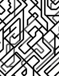 Monochromatic Abstract Labyrinth Lines Rug