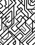 Monochromatic Abstract Labyrinth Lines Rug