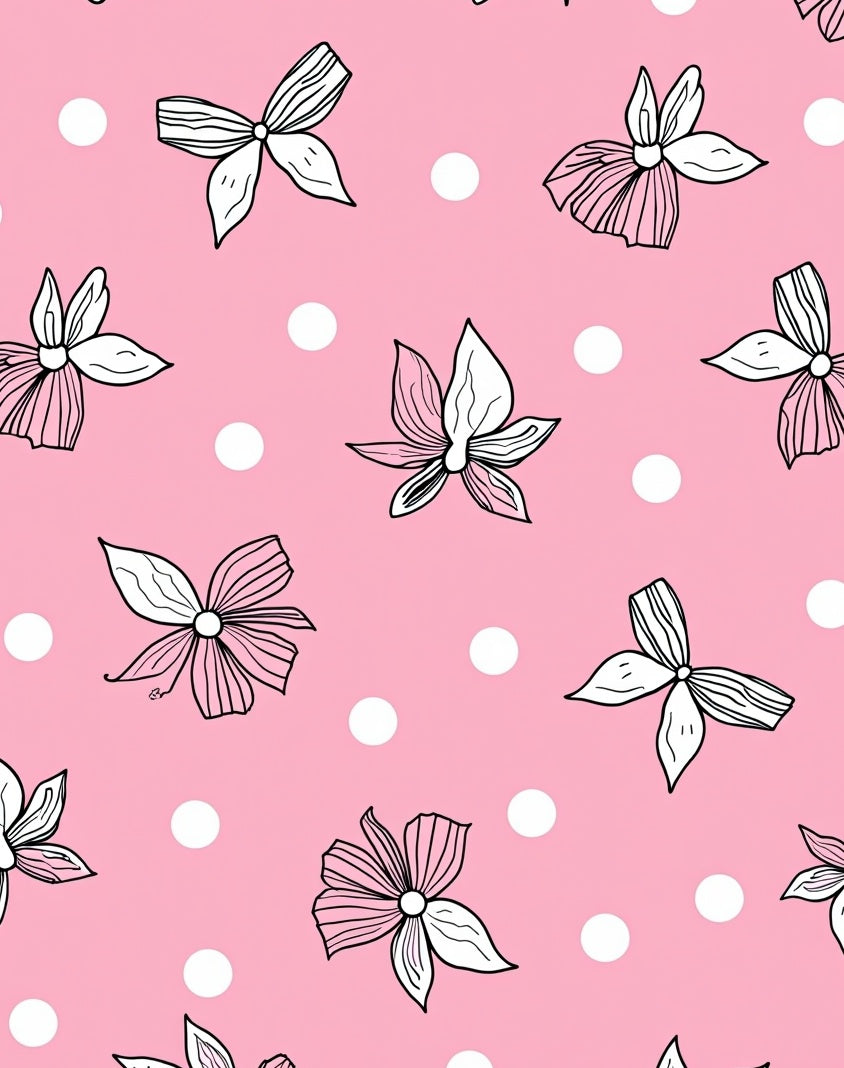 Pink Delicate Hand Drawn Floral Dots Rug