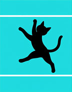 Black Silhouette Jumping Cat Turquoise Rug