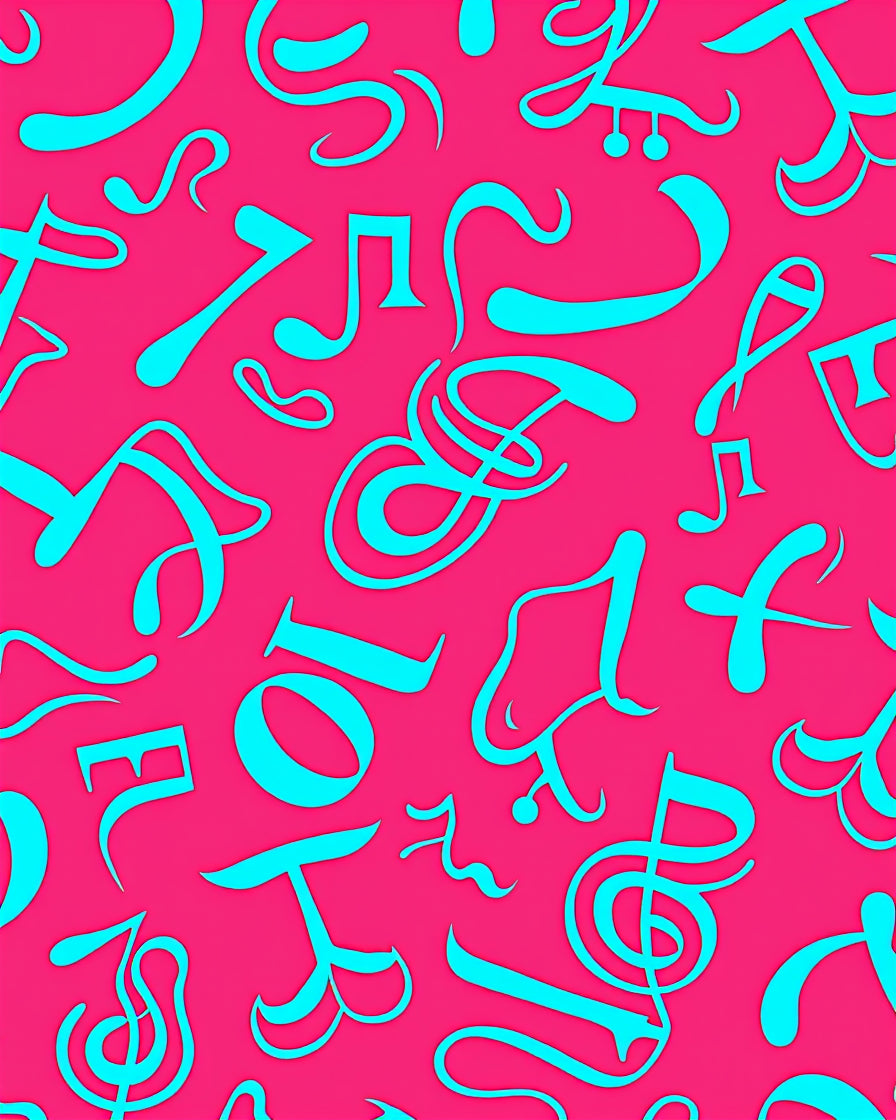 Vibrant Aqua Musical Notes Coral Rug