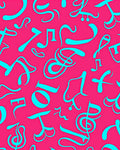 Vibrant Aqua Musical Notes Coral Rug