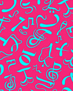 Vibrant Aqua Musical Notes Coral Rug