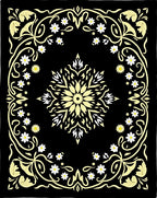 Black Yellow Floral Medallion Border Rug