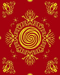 Crimson Sun Swirl Medallion Rug