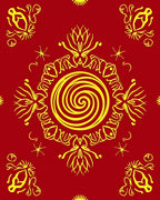 Crimson Sun Swirl Medallion Rug