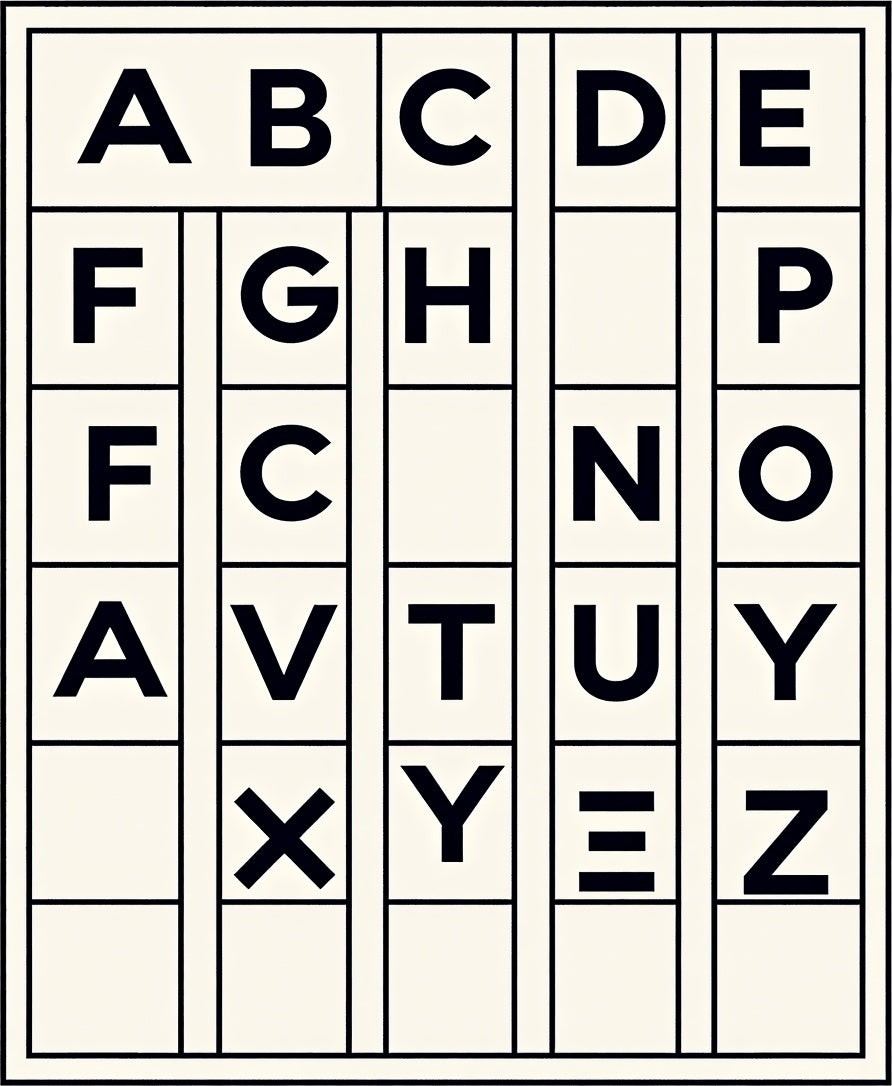 Bold Black Alphabet Grid Rug