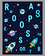 Cosmic Space Rockets Planets Alphabet Rug