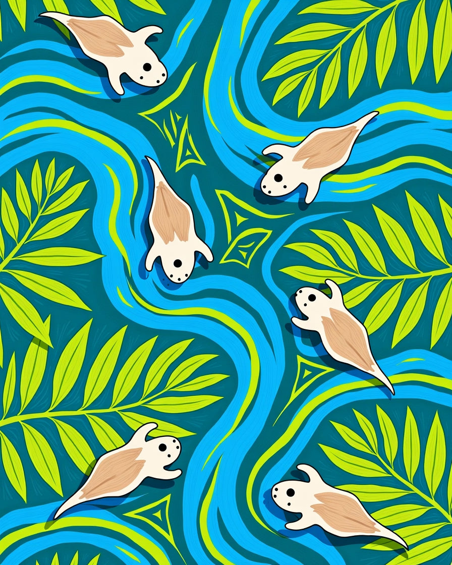 Blue River Otter Foliage Whimsy Rug