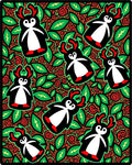 Whimsical Red Antlers Penguin Garden Rug