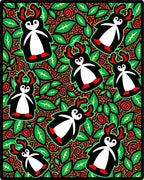 Whimsical Red Antlers Penguin Garden Rug