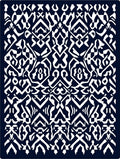 Navy White Tribal Intricate Geometric Rug